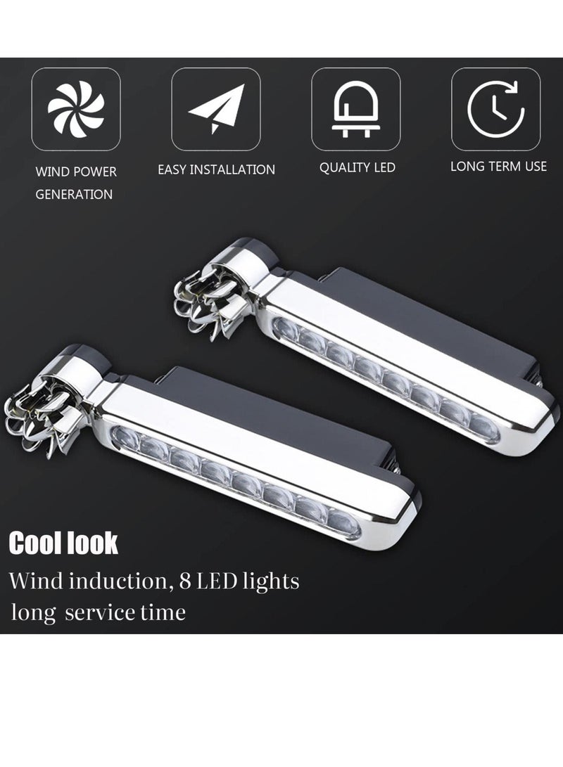 MUNTAQI Wind Power Daytime Running Light 1 Pair 8LEDs Car Universal Wind Energy Powered Daytime Running Light Auxiliary Lamp Automobile Decorative Lamp No Need External Power Supply-Blue - Image 2