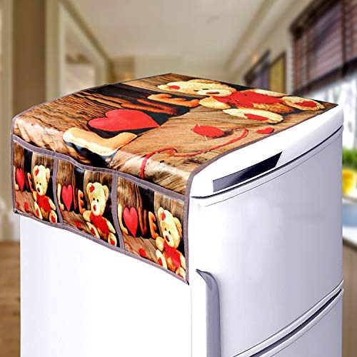 KANUSHI Industries® 1Pc Fridge Cover for Top with 6 Utility Pockets + Taddy Design 4 Fridge Mats (FRI-TADDY-TOP+M-29-04) - Image 2