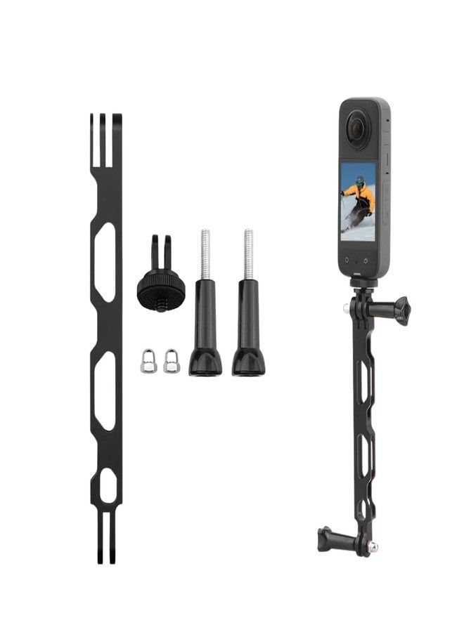 GetZget® Aluminum Extension Rod Screw Mount Compatible with Insta360 One X5/ X4/ X3/ X2/ X, DJI osmo 360, Pocket 3/2/ 1 Action Camera Bike Helmet Mount Bracket Accessories (Black) - Image 1