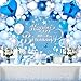 Woosytoo Light Blue Birthday Party Decorations Light Blue Party Decoration Backdrop Banner with Heart Star Foil Balloons Tablecloth Happy Birthday Party Supplies for Boys Girls Men Women Bday Celebration - Image 2