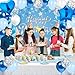 Woosytoo Light Blue Birthday Party Decorations Light Blue Party Decoration Backdrop Banner with Heart Star Foil Balloons Tablecloth Happy Birthday Party Supplies for Boys Girls Men Women Bday Celebration - Image 4
