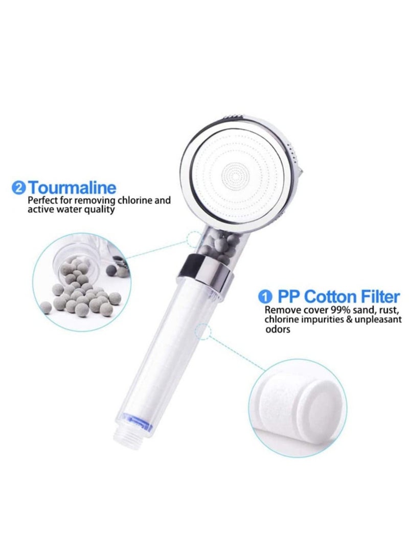 Gonice - Ionic Shower Head, 3 Modes High Pressure Handheld Showerhead, Water Saving Filtered Shower Head with PP Cotton Filter and Extra Filter Stones, Easy Install - Image 1
