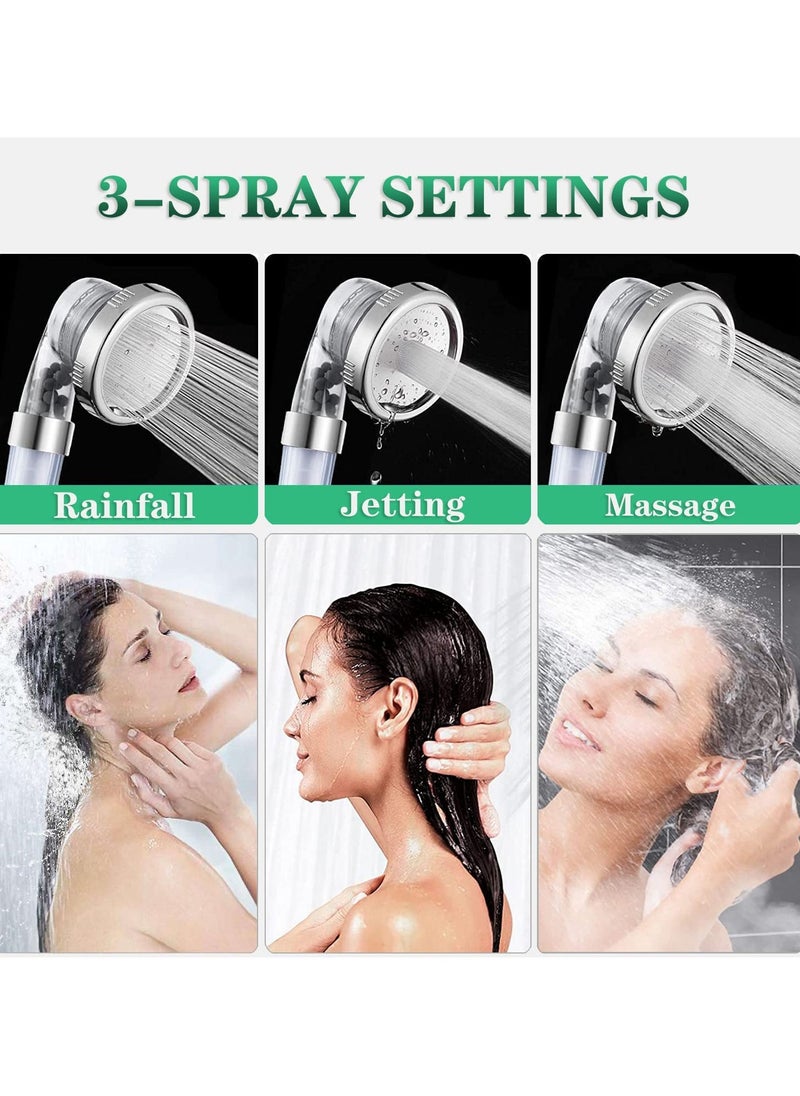 Gonice - Ionic Shower Head, 3 Modes High Pressure Handheld Showerhead, Water Saving Filtered Shower Head with PP Cotton Filter and Extra Filter Stones, Easy Install - Image 1