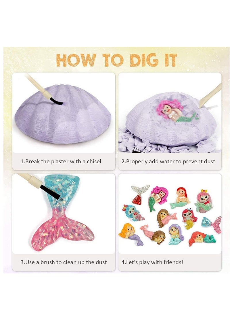 12Pcs Dig Mermaid Kit Science Crafts Gifts for Boys Girls Egg Toys for Kids Break Open 12 Unique Surprise Mermaid From Shells - Image 3
