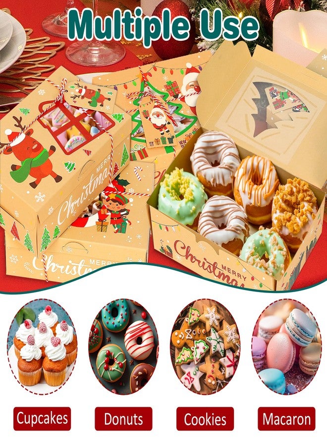 Parma77 12PCS Christmas Cookie Boxes, 8.6" x 5.9" x2.7" Holiday Treat Cookie Tin with Window, Christmas Treat Boxes for Donuts Cupcake Candy Gift Giving - Image 3
