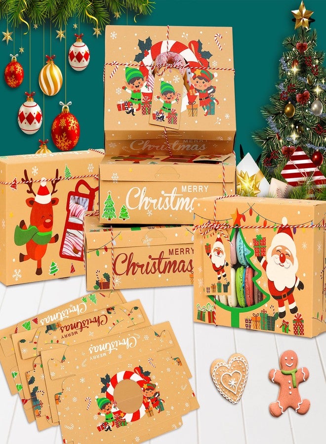 Parma77 12PCS Christmas Cookie Boxes, 8.6" x 5.9" x2.7" Holiday Treat Cookie Tin with Window, Christmas Treat Boxes for Donuts Cupcake Candy Gift Giving - Image 4