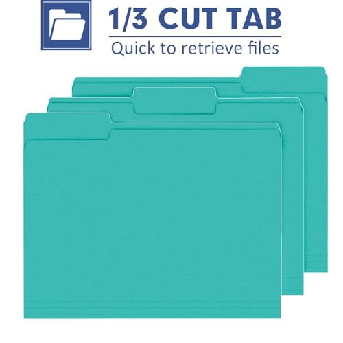 PANDRI File Folder, PANDRI 120 Pack File Folder, 1/3 Cut Tab, Letter Size, Filing Folder for Office School Business, Aqua - Image 3