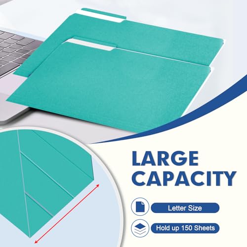 PANDRI File Folder, PANDRI 120 Pack File Folder, 1/3 Cut Tab, Letter Size, Filing Folder for Office School Business, Aqua - Image 4