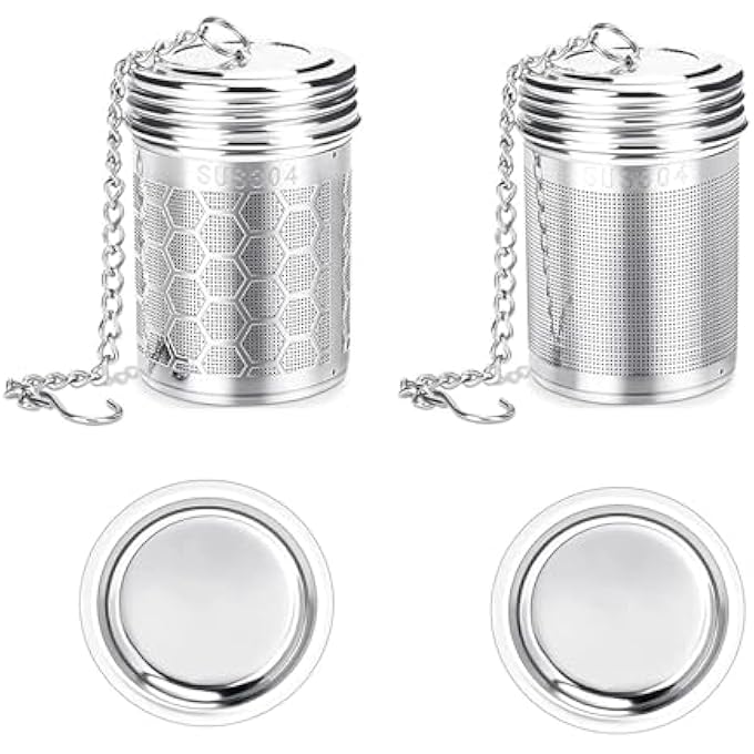 Gerui 2 Pcs Premium Stainless Steel Tea Strainers For Brewing Loose TeaSpicesSeasonings Teapot CupsStainless Steel Tea Diffuser With ChainsClassic Metal Mesh Tea Filter For Cups Mugs Teapots - Image 1