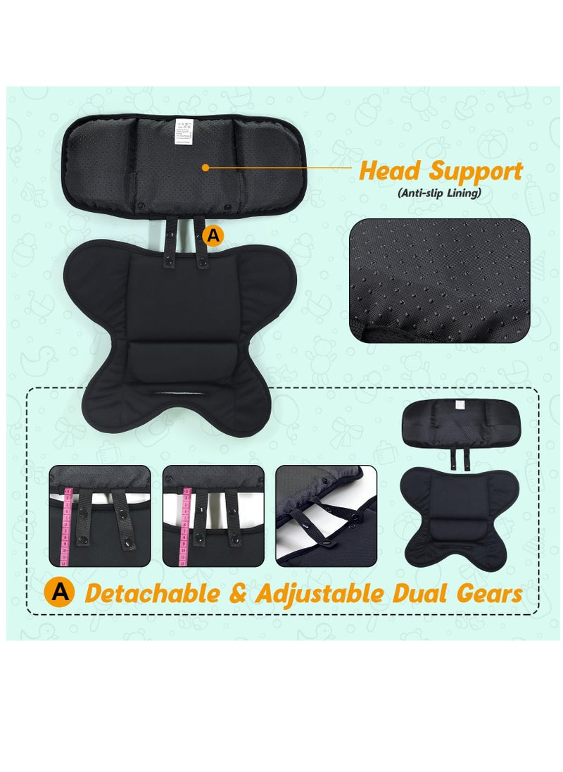 Excefore Infant Car Seat Insert, Baby Carseat Head & Body Support for Newborn, Soft Stroller Cushion Insert, Perfect for Infant Car Seats, Strollers, Cradles, Carriers Black  - Image 4