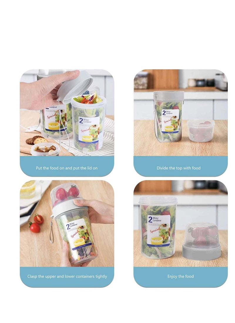 Y&D - Cereal and Milk Container on the Go Double Layer Hiking Food Snack Cup Camping RV Storage Organization Crunch Yogurt - Image 1