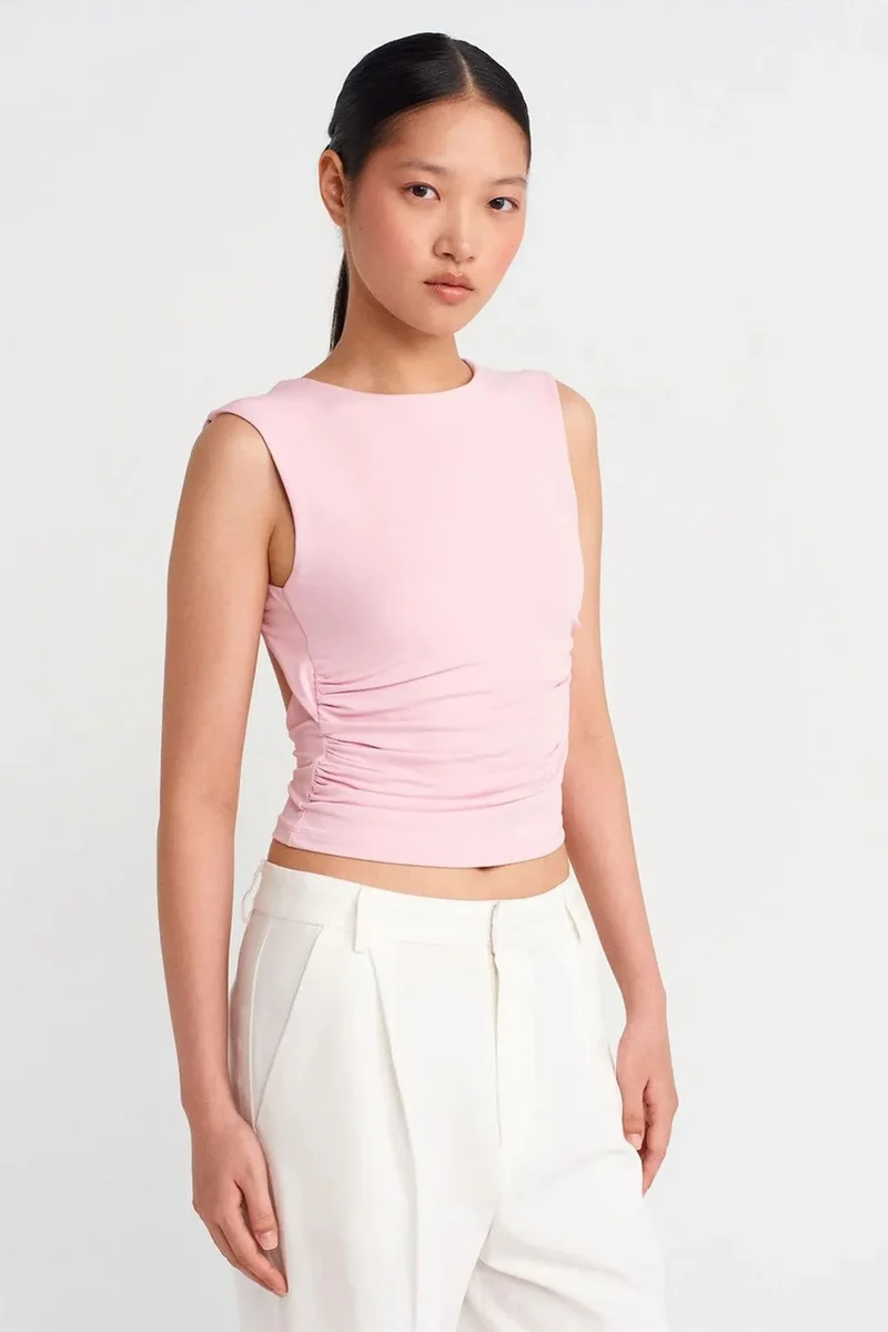 ديلفين DILVIN Women's Slim-fit Cut-out Crop Blouse