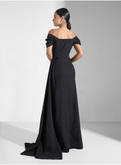 Ella Limited Edition Off Shoulder Dress With Embellished Bodice & Slit  - Image 2
