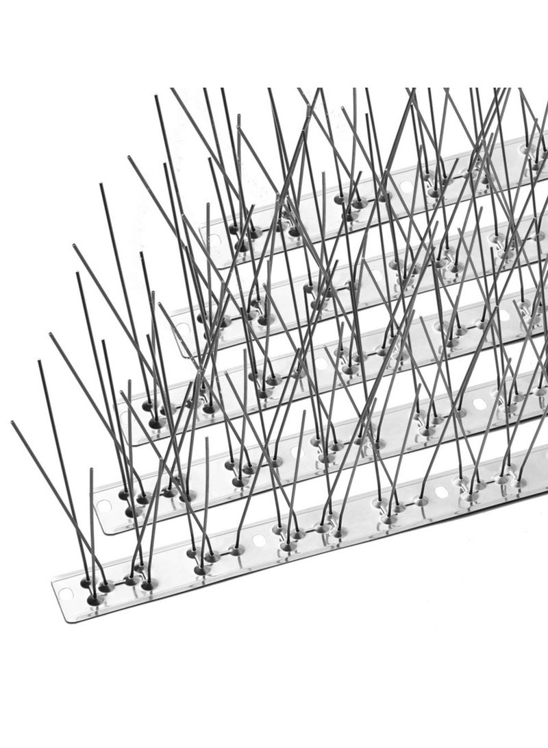 شيانغ مي مسامير الطيور مع قاعدة من الفولاذ المقاوم للصدأ، مجموعة سياج الحمام الطاردة للطيور المتينة لردع الطيور الصغيرة والغربان ونقار الخشب، 12 قطعة 25 سم - Image 1