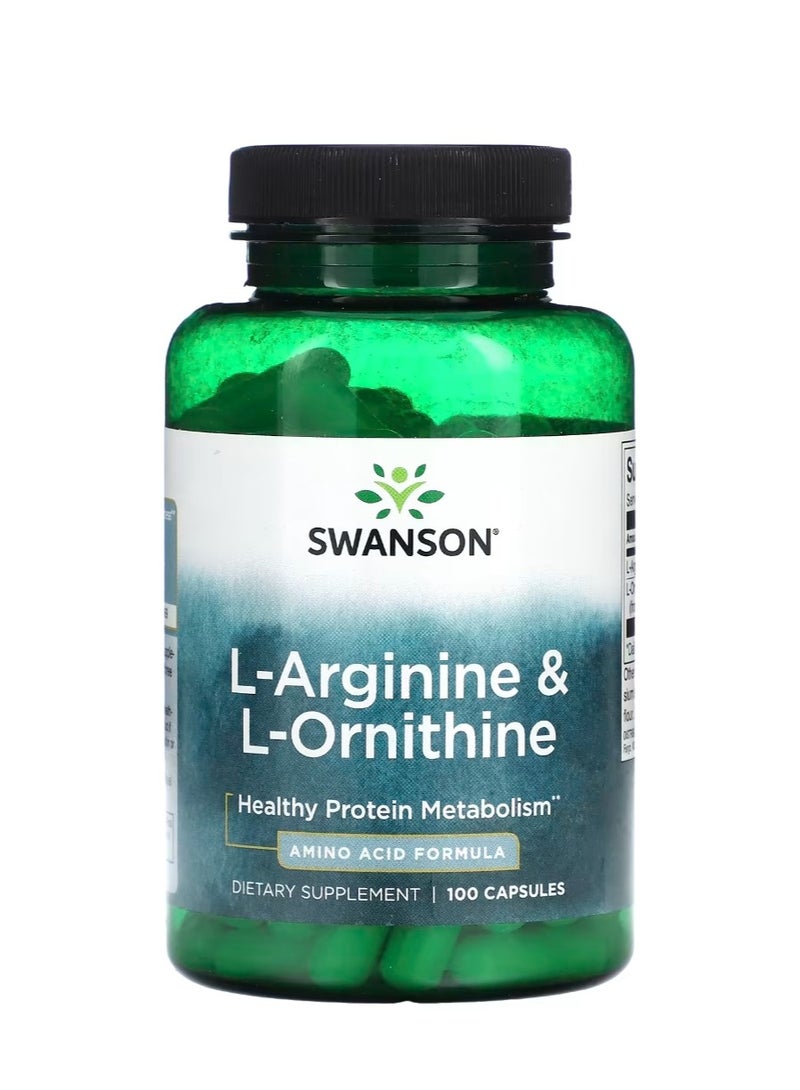 SWANSON L-Arginine & L-Ornithine 100 Capsules - Image 1