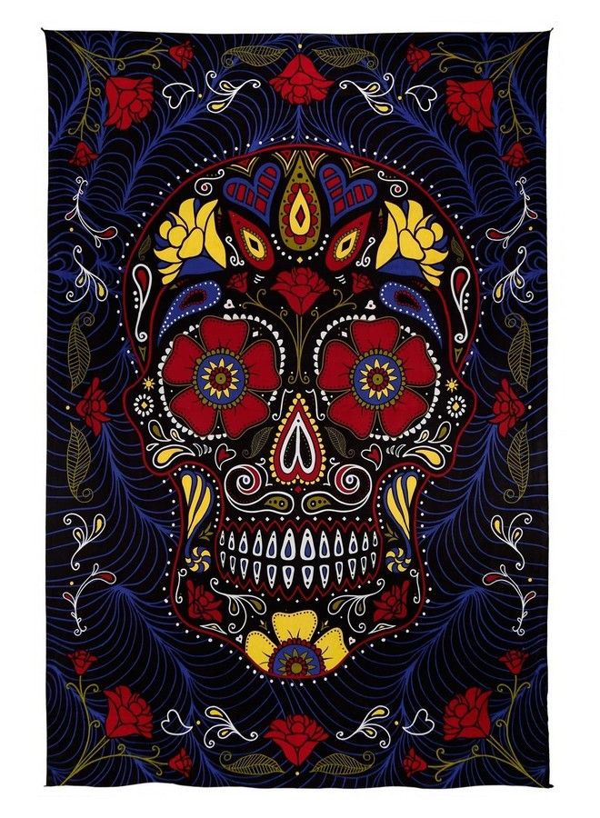Sunshine Joy 3D Sugar Skull Tapestry Day Of The Dead Wall Art Beach Sheet Huge 60X90 Inches Amazing 3D Effects - Image 2