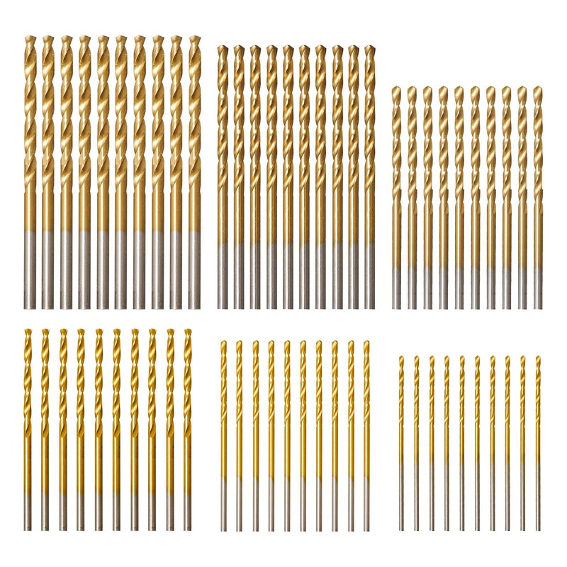 amoolo Titanium Drill Bit Set 60 pcs Premium 4341 HSS Micro Drill Bits for Wood Metal Steel Plastic Aluminum Alloy 36418