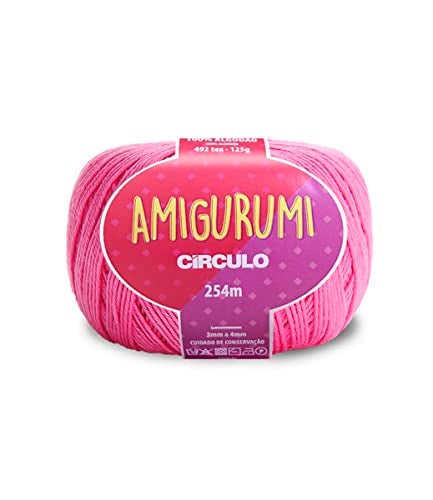 CÃRCULO Circulo Amigurumi Cotton Yarn 100 Mercerized Brazilian Virgin Cotton for Crocheting and Knitting Soft Sport Weight Pink Art 44 oz 278 yds Color 3182 Pitaya - Image 1