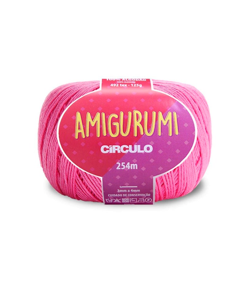 CÃRCULO Circulo Amigurumi Cotton Yarn 100 Mercerized Brazilian Virgin Cotton for Crocheting and Knitting Soft Sport Weight Pink Art 44 oz 278 yds Color 3182 Pitaya - Image 3