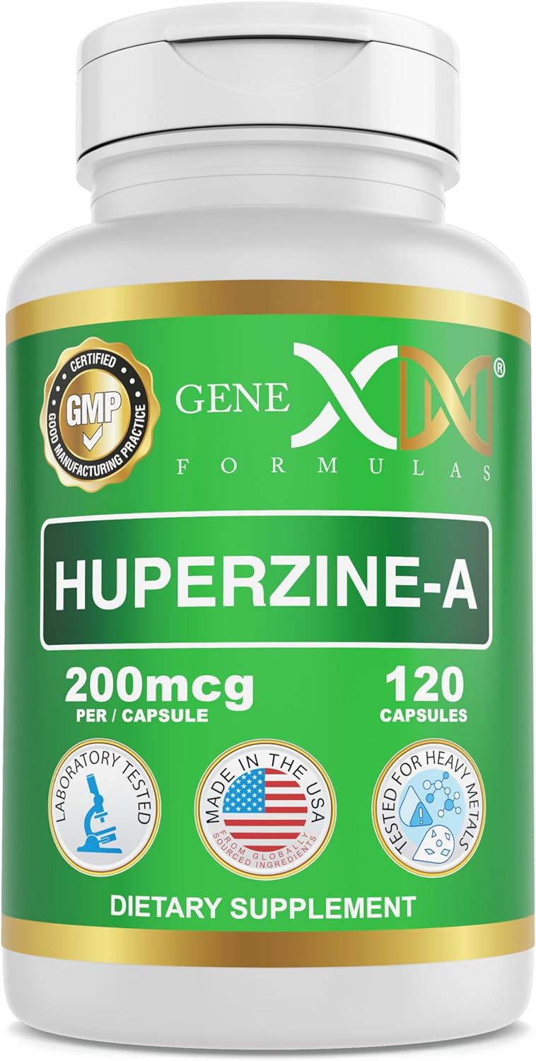 Genex Formulas Huperzine A 200mcg (120 Capsules) | Nootropic Supports Memory, Focus, and Cognitive Health - Non-GMO, Gluten Free, Vegetarian