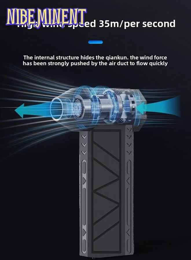 NIBEMINENT Handheld Powerful Mini Blower, Electronic Air Blower, Cordless Leaf Blower, Air Blower Jet Fan LED Turbo Blower Turbo Violent Brushless Fan Outdoor Portable Mini Handheld Dryer and Type-C Fast Charging - Image 4