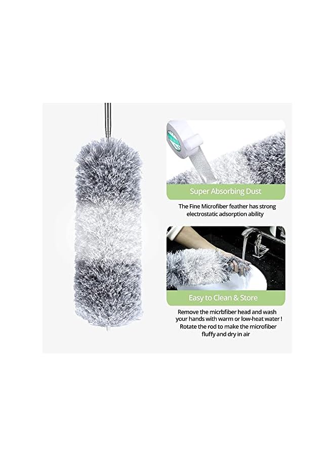 erorex Feather Duster, Microfiber Duster, Improved Long Pole Duster (30 to100 inches), Microfiber Bendable Head & Scratch-Resistant Hat for Clean Ceiling Fan, High Ceiling, Blinds & Car - Image 5