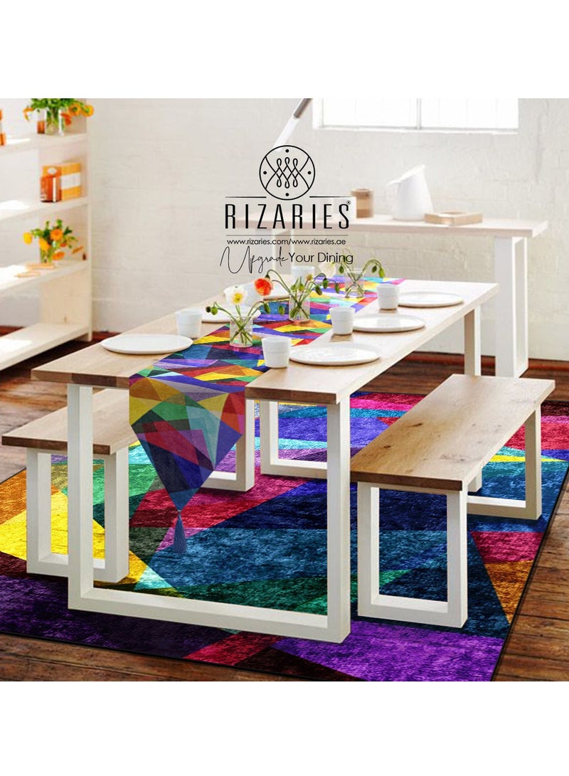 RIZARIES سجادة مركزية هندسية ملونة Abstract Geo - Image 1