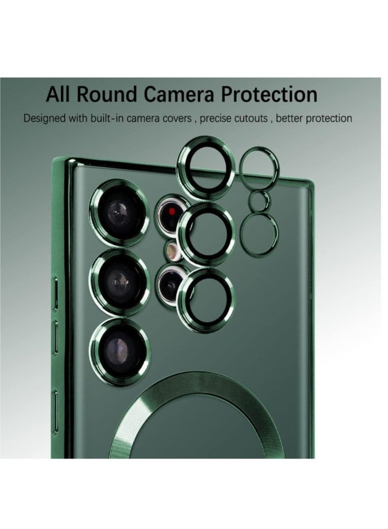 Magnetic Clear Case for Samsung Galaxy S23 Ultra with Camera Lens Protector Magsafe Compatible Electroplated Soft TPU Shockproof Anti-Scratch Phone Case - Image 2
