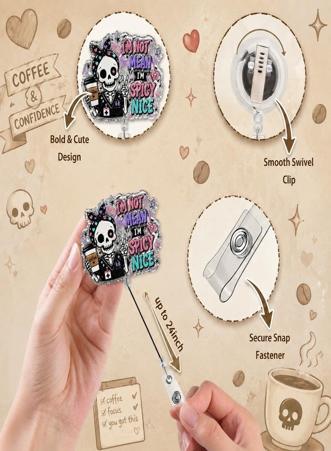 WTYPOPK 4Pcs Coffee Badge Reel Retractable, Acrylic Alligator Clip & 24" Nylon Cord - Image 3