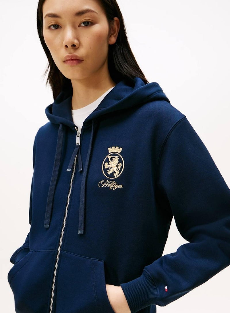 تومي هيلفيغر هودي مطرز بشعار بسحّاب ذهبي اللون - Image 4