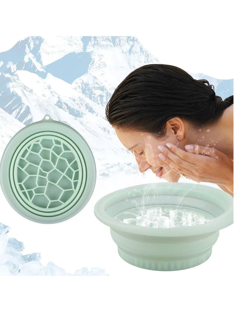 Generic Ice Face Bowl with Built-In Icetray, Foldable and Hanging Design for Easy Storage and Carrying, Dipping Face Ice Bath at Home and Travel (Green) - Image 1