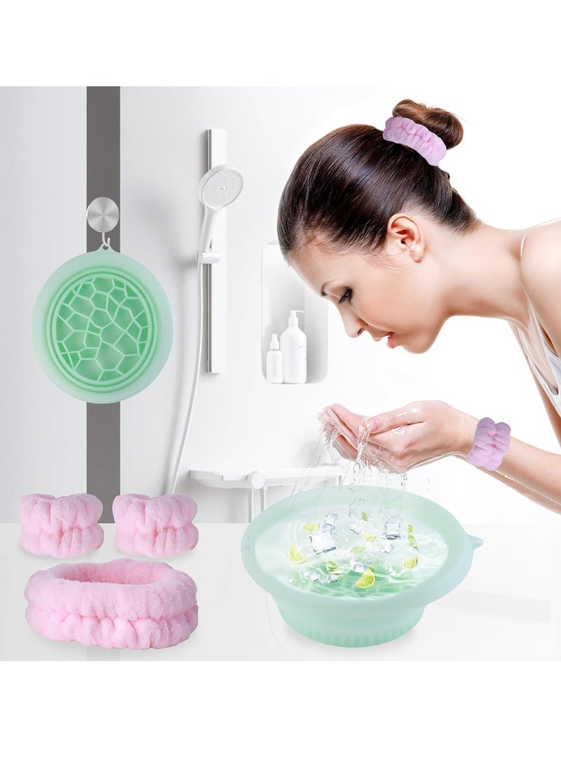 Generic Ice Face Bowl with Built-In Icetray, Foldable and Hanging Design for Easy Storage and Carrying, Dipping Face Ice Bath at Home and Travel (Green) - Image 2