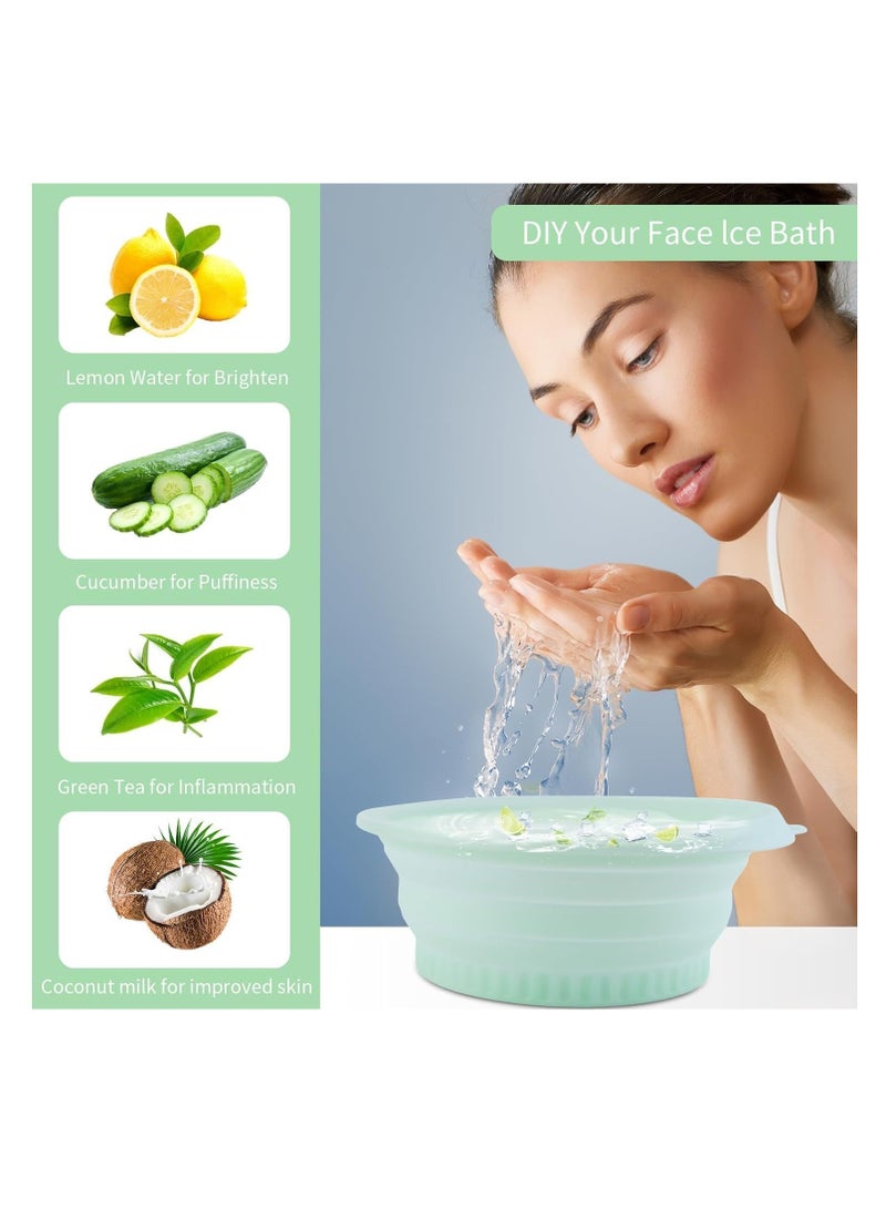 Generic Ice Face Bowl with Built-In Icetray, Foldable and Hanging Design for Easy Storage and Carrying, Dipping Face Ice Bath at Home and Travel (Green) - Image 5