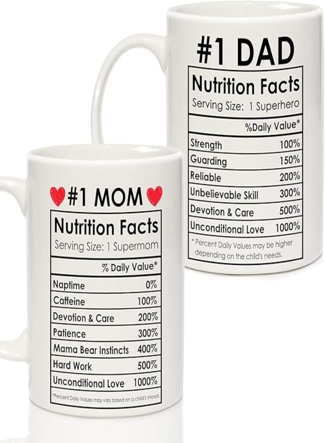 ella - Mom And Dad Coffee Mugs Printed White Coffee Mug | Ceramic Tea Mug | Coffee Mug For Gift | Birthday Gift | Anniversary | Inspirational Quotes, 11Oz (Pack Of 2)