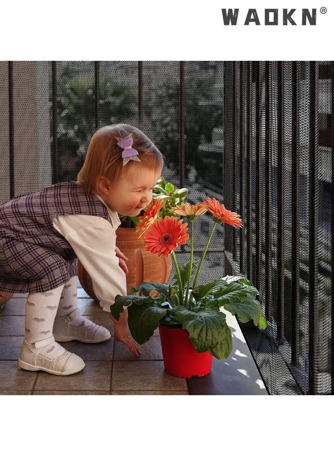 دبليو أيه أو كي أن Baby Safety Stair Net ، Premium Nailon Fabric Banner Guard Network ، ناعمة وقوية ومتانة ، شبكة حماية السكك الحديدية المقاومة للدموع مع ربطات زيب ، حاجز سلامة مكافحة السقوط ومكافحة العصار للأطفال الصغار والأطفال والحيوانات الأليفة ، مثالية لسيادات الدرج والشرفات والنوافذ والممرات واستخدام السلامة المنزلية في الداخل والخارج (300 × 78 سم / 118.1 × 30.7 بوصة ، أسود) - Image 2
