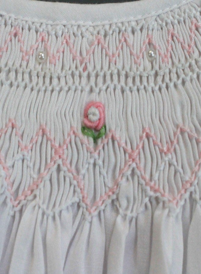 Petit Ami Baby Girls Daygown with Heart Smocking and Pearls (White, 18 Month) - Image 5