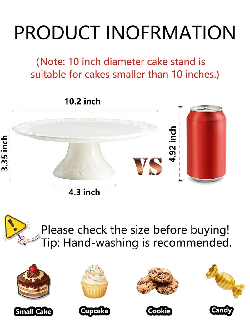 Gomakren Wedding Cake Stand, White Cake Stand for Smaller Than 10 Inch Cakes, Christmas Porcelain Cake Plate for Party, Baby Shower, Birthday, Home Decorating Stand - Image 2