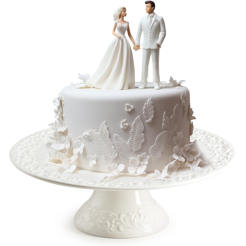 Gomakren Wedding Cake Stand, White Cake Stand for Smaller Than 10 Inch Cakes, Christmas Porcelain Cake Plate for Party, Baby Shower, Birthday, Home Decorating Stand - Image 1
