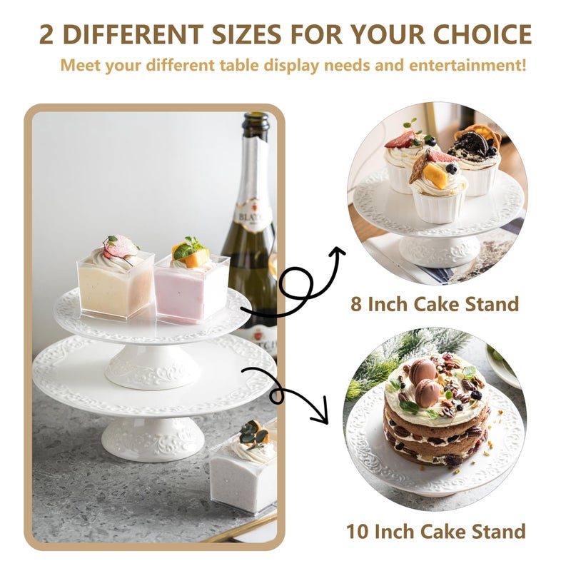 Gomakren Wedding Cake Stand, White Cake Stand for Smaller Than 10 Inch Cakes, Christmas Porcelain Cake Plate for Party, Baby Shower, Birthday, Home Decorating Stand - Image 5