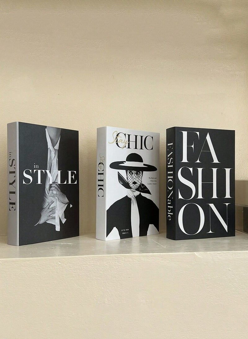 3pcs Faux Books For Decoration,Designer Luxury Modern  Decorative Books For Home Bookshelf Decor,Shelves Living Room Fashion Decorative Entry Coffee Table Stacked Books Decor  - Image 1