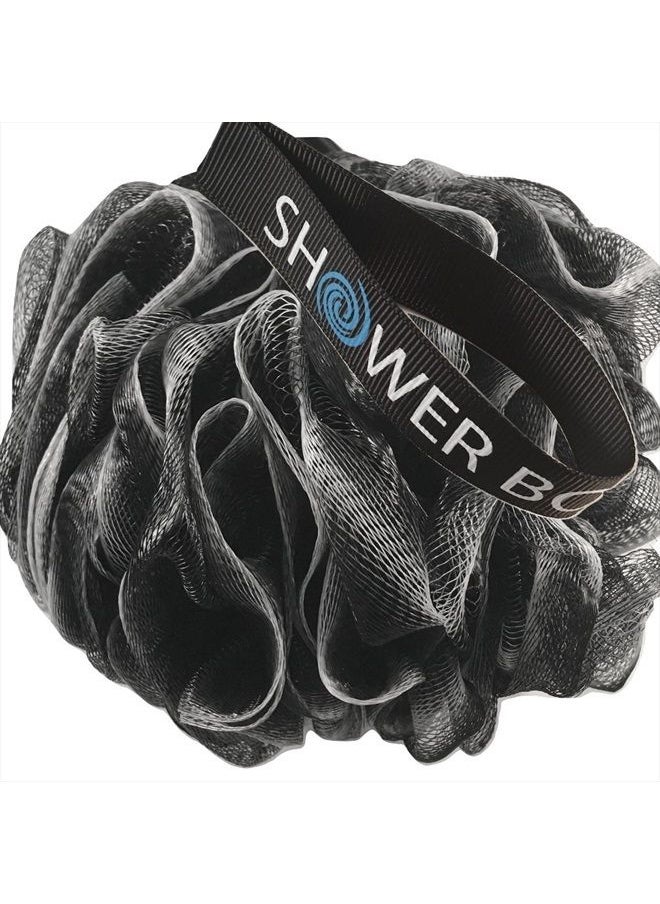 Shower Bouquet Loofah-Charcoal Bath-Sponge XL-75g-Set by Shower Bouquet: 4-Pack, Extra Large Mesh Pouf Soft Scrubber for Men and Women - Exfoliate with Big Black & White Gentle Cleanse in Beauty Bathing Accessories  - Image 1