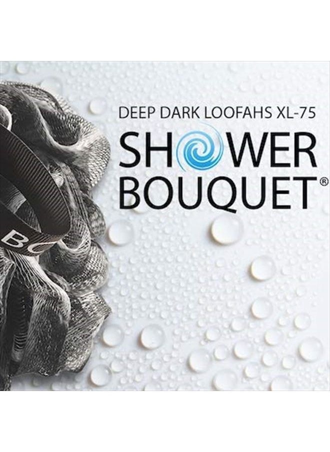Shower Bouquet Loofah-Charcoal Bath-Sponge XL-75g-Set by Shower Bouquet: 4-Pack, Extra Large Mesh Pouf Soft Scrubber for Men and Women - Exfoliate with Big Black & White Gentle Cleanse in Beauty Bathing Accessories  - Image 3