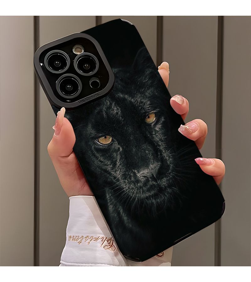 غلاف هاتف نمر أسود بألوان مختلطة لجهاز iPhone 14 Pro - Image 3