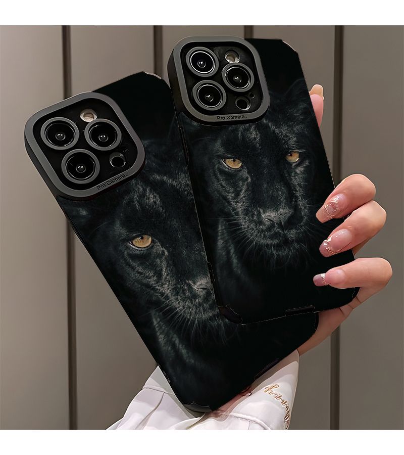 غلاف هاتف نمر أسود بألوان مختلطة لجهاز iPhone 14 Pro - Image 4