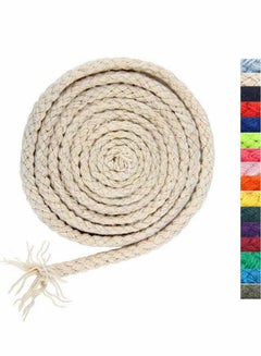 KASTWAVE Natural Cotton Rope 8 Strand Braided Cotton String for Craft ...