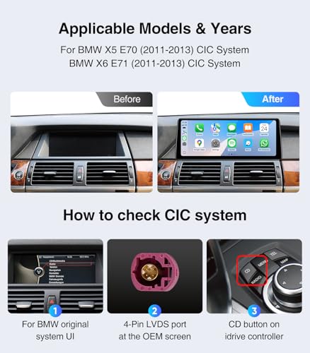 AINAVITO 123 Android 13 Screen for BMW X5 E70 X6 E71 20112013 CIC System ONLY 4G64G Wireless CarPlay Radio Upgrade 2400x900 AntiGlare Display Retains iDrive - Image 3