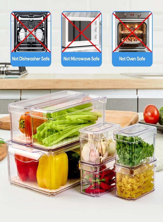 JollyPack مجموعة جولي باك من 14 منظم ثلاجة، صناديق تنظيم الثلاجة بأغطية، حاويات تخزين فواكه قابلة للتكديس وخالية من مادة BPA للثلاجة والخضراوات والأطعمة والمشروبات - Image 2