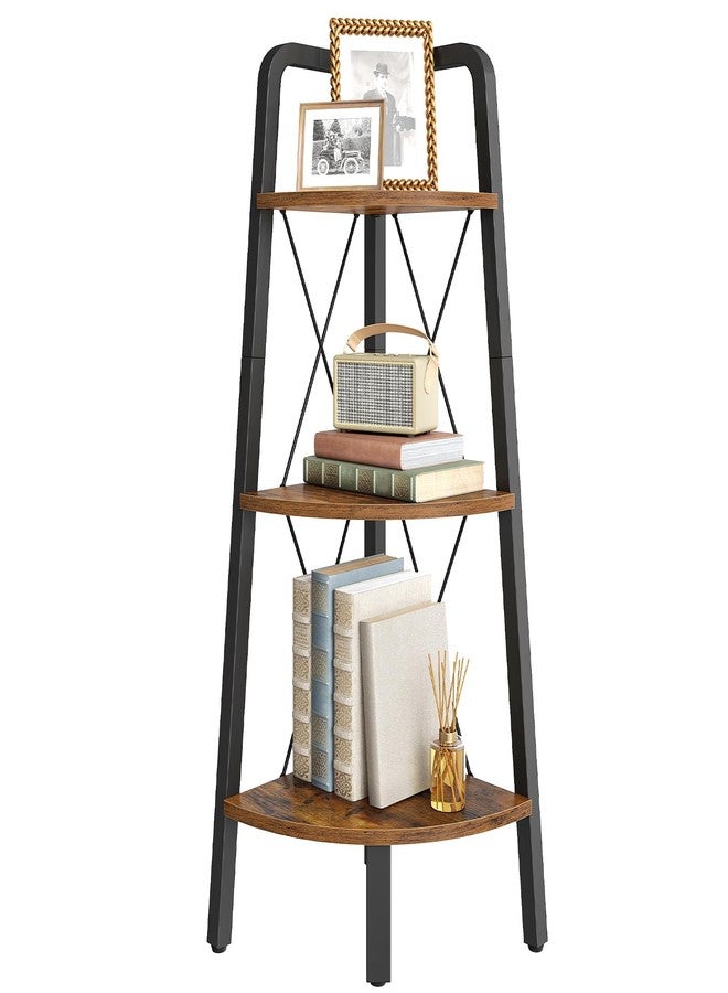 HOOBRO Corner Shelf, 3-Tier Corner Shelf Stand, 40” Tall Ladder Bookshelf, Industrial Corner Display Shelf Plant Stand for Living Room, Kitchen, Home Office, Rustic Brown BF143CJ01 - Image 1