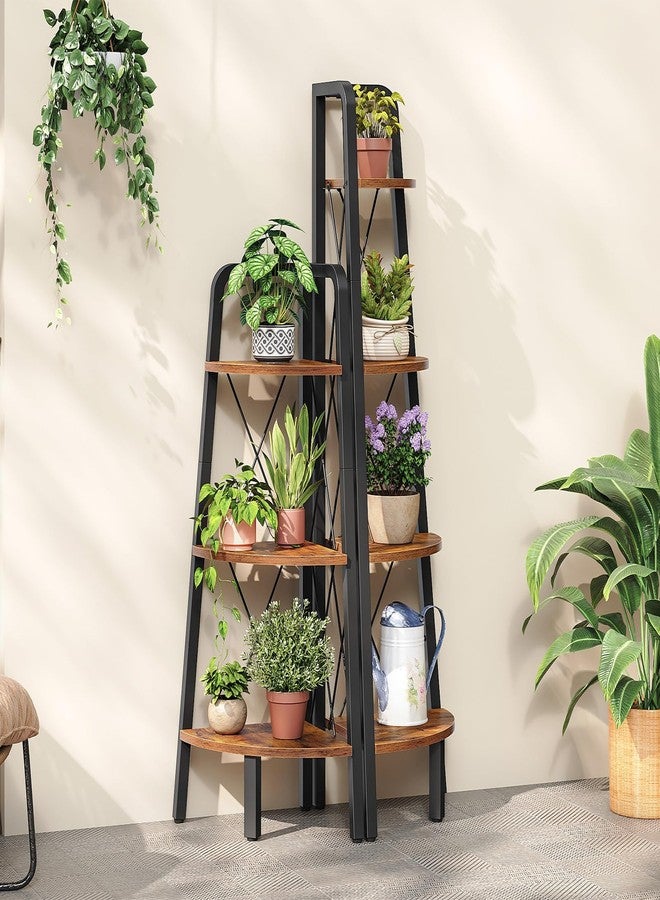HOOBRO Corner Shelf, 3-Tier Corner Shelf Stand, 40” Tall Ladder Bookshelf, Industrial Corner Display Shelf Plant Stand for Living Room, Kitchen, Home Office, Rustic Brown BF143CJ01 - Image 4