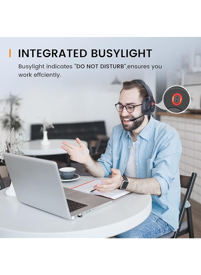 EKSA H6 Wireless Headset With Microphone & Usb Dongle [Up To 55 Hours & 10 Metre Range] Bluetooth Pc Headset With Ai Noise Cancelling Mic Over Ear Headphone For Business/Office/Home/Teams/Zoom - Image 5